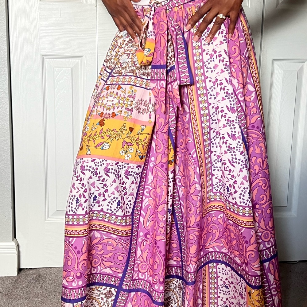Floral Patchwork Maxi Skirt